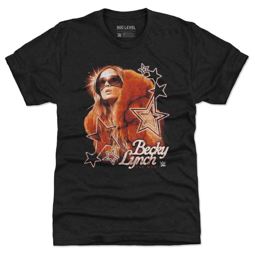 01 Becky Lynch 500 Level Vintage Tri-Blend T-Shirt – Heather Black WWE - Image 1