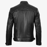 Men’s Black Quilted Leather Biker Jacket – Motorcycle Riding Jacket - Image 2