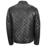 Men’s Black Quilted Leather Anorak Jacket – Genuine Leather - Image 2