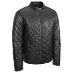 Men’s Black Quilted Leather Anorak Jacket – Genuine Leather - Image 4