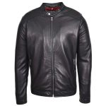 Men’s Black Real Leather Casual Biker Jacket – Rowan