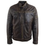 Men’s Vintage Rub-Off Real Leather Biker Jacket – Ricky