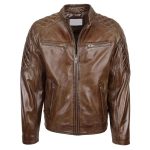 Men’s Leather Biker Jacket with Quilted Details – Jackson Timber
