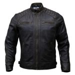 Men's Slim Fit Sheepskin Leather Biker Jacket – Lightweight Cafe Racer Style