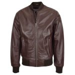 Men’s Brown Leather MA-1 Bomber Jacket – Ryan Classic Flight Jacket