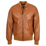 Men’s Tan Leather MA-1 Bomber Jacket – Ryan Classic Flight Jacket