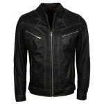 Men’s Black Vintage Leather Biker Jacket