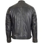 Men’s Bowie Rub-Off Leather Biker Jacket with Stand Collar - Image 2
