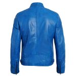 Men’s Distressed Blue Leather Cafe Racer Jacket – Dodge - Image 2