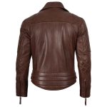 Frisco Men’s Dark Brown Quilted Leather Biker Jacke - Image 2