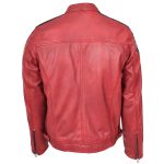 Men's Red Leather Biker Jacket with Motorsport Logos – Bobby Red - Image 2