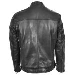 Men's Premium Black Leather Biker Jacket with Racing Stripes - Image 3