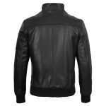 Men’s Black Real Cowhide Leather Bomber Jacket - Image 2