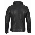 Men's Black Waxed Leather Cafe Racer Biker Jacket - Image 2