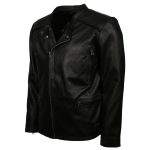 Men’s Black Motorcycle Leather Biker Jacket - Image 2