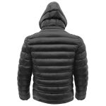 Men’s Hooded Black Puffer Bomber Jacket – Zip-Up Winter Coat - Image 2
