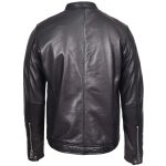 Men’s Black Real Leather Casual Biker Jacket – Rowan - Image 2
