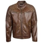Men’s Leather Biker Jacket with Quilted Details – Jackson Timber - Image 3
