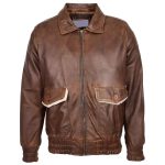 Regals Leather Oversized Mens Leather Bomber Jacket G-1 Aviator Style Cooper Brown Fashion - Image 3