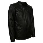 Men’s Black Motorcycle Leather Biker Jacket - Image 3