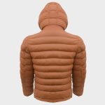 Men’s Caramel Brown Puffer Jacket – Hooded Zip-Up Jacket - Image 3