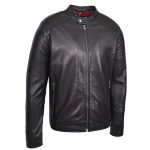 Men’s Black Real Leather Casual Biker Jacket – Rowan - Image 3