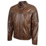 Men’s Leather Biker Jacket with Quilted Details – Jackson Timber - Image 4
