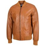 Men’s Tan Leather MA-1 Bomber Jacket – Ryan Classic Flight Jacket - Image 3