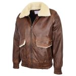 Regals Leather Oversized Mens Leather Bomber Jacket G-1 Aviator Style Cooper Brown Fashion - Image 4