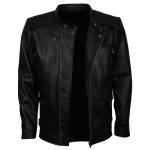 Men’s Black Motorcycle Leather Biker Jacket - Image 4