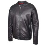 Men’s Black Real Leather Casual Biker Jacket – Rowan - Image 4