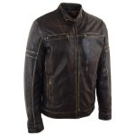 Men’s Vintage Rub-Off Real Leather Biker Jacket – Ricky - Image 4