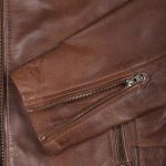 Men’s Cognac Brown Leather Cafe Racer Jacket - Image 5