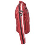 Men's Red Leather Biker Jacket with Motorsport Logos – Bobby Red - Image 5