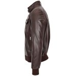 Men’s Brown Leather Bomber Flight Jacket – Tom Classic Style - Image 5