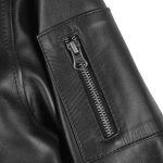 Men’s Black Real Cowhide Leather Bomber Jacket - Image 5