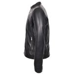 Men’s Black Real Leather Casual Biker Jacket – Rowan - Image 5