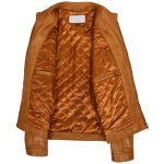 Men’s Tan Leather Cafe Racer Biker Jacket – Ron - Image 5