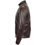 Men’s Brown Leather Jacket with Standing Collar – Tony - Image 5