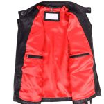 Men's Premium Black Leather Biker Jacket with Racing Stripes - Image 2
