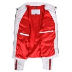 Men's Bobby Vintage White Leather Biker Jacket with Motorsport Logos - Image 7